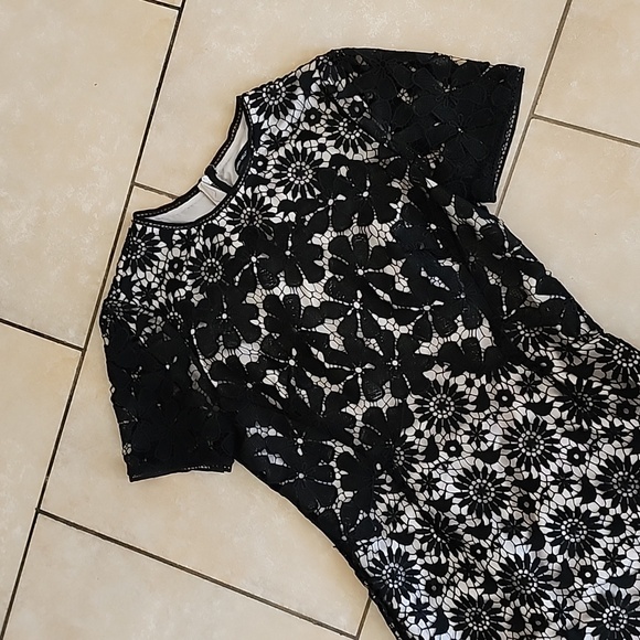 Karen Millen Black and White Lace Midi Dress - Picture 6 of 16